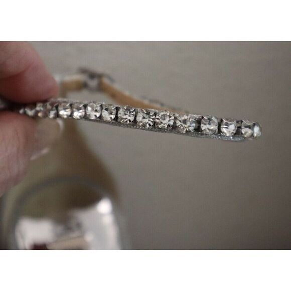 Badgley Mischka Women's Sz 6.5 Silver Embellished Harriet Open Toe Heels - Picture 8 of 10